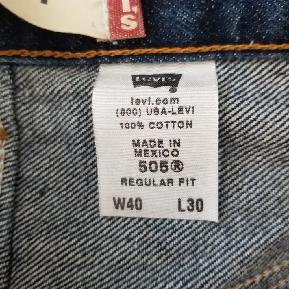Vintage Y2K Men's Levi's 505 Dark Wash Regular Fit Straight Leg Jeans, 40x30